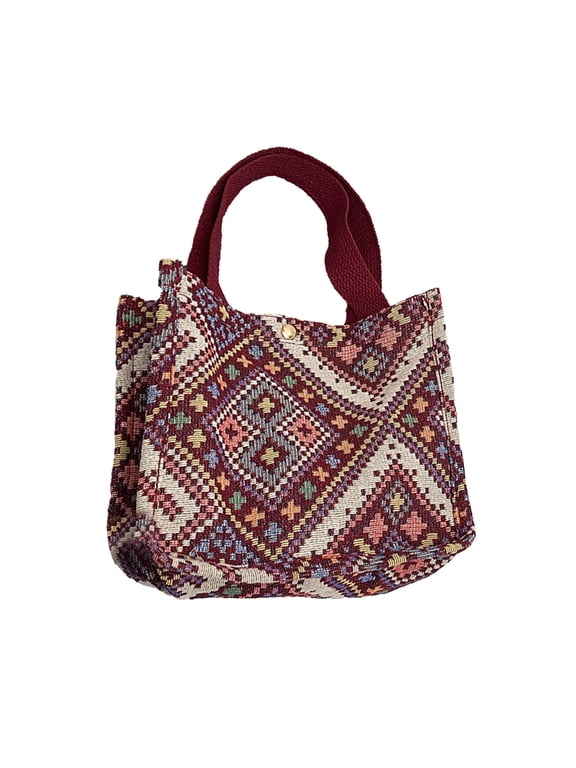 Women Tote Bag, Large Tote Bag for Women, Boho Casual Handbag Purse, Red