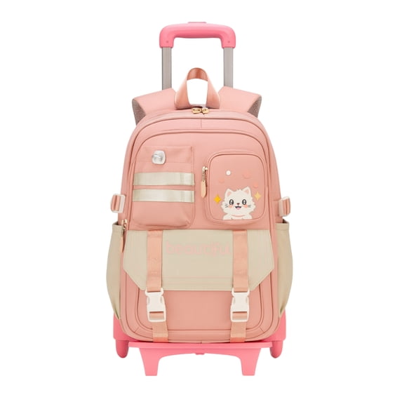 Wadan 17-Inch 6-Wheel Rolling Daily School Backpack – Stylish Trolley & Shoulder Bag for Girls