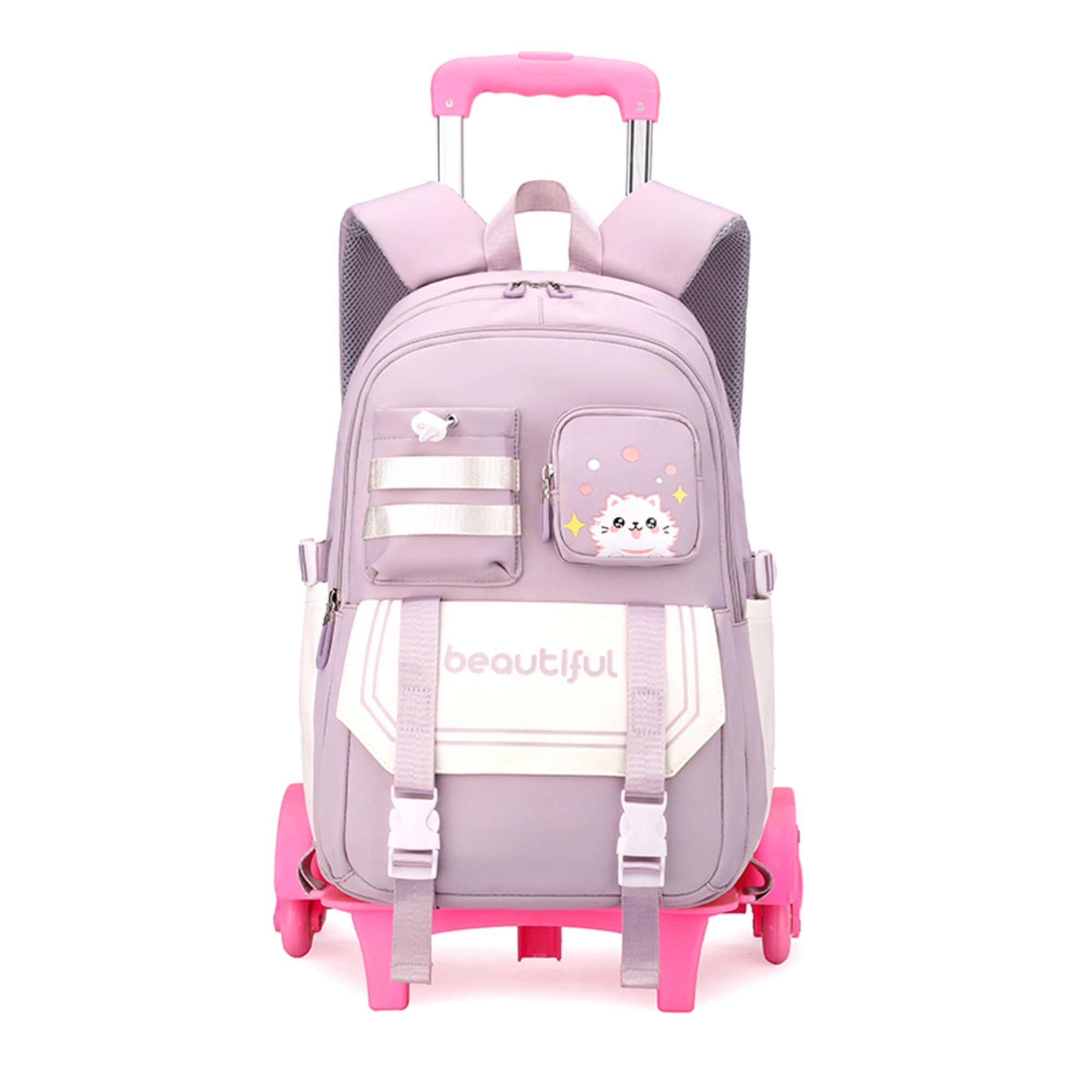 Wadan 17-Inch 6-Wheel Rolling Daily School Backpack – Stylish Trolley ...