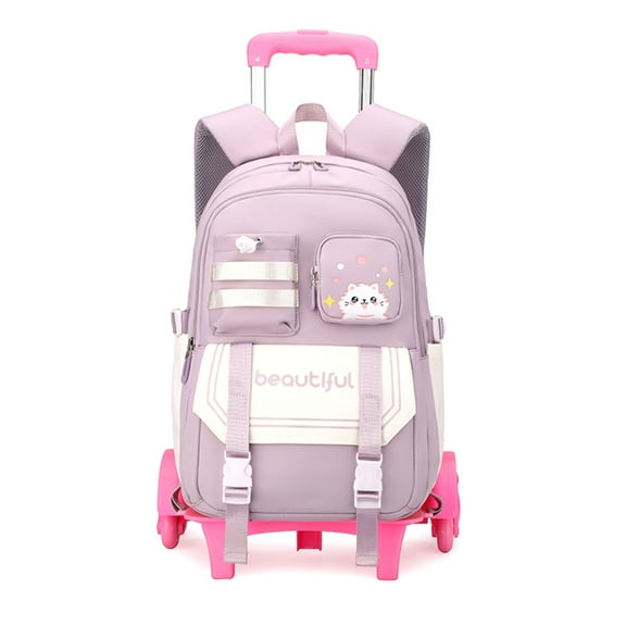 Wadan 17-Inch 6-Wheel Rolling Daily School Backpack – Stylish Trolley & Shoulder Bag for Girls