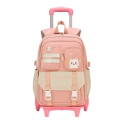 17-Inch 6-Wheel Rolling Daily School Backpack – Stylish Trolley & Shoulder Bag for Girls