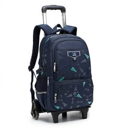 IvyH Rolling Backpack 18 inch Backpack with Wheels Waterproof Trolley Luggage Schoolbag for School Travel Galaxy Black Blue