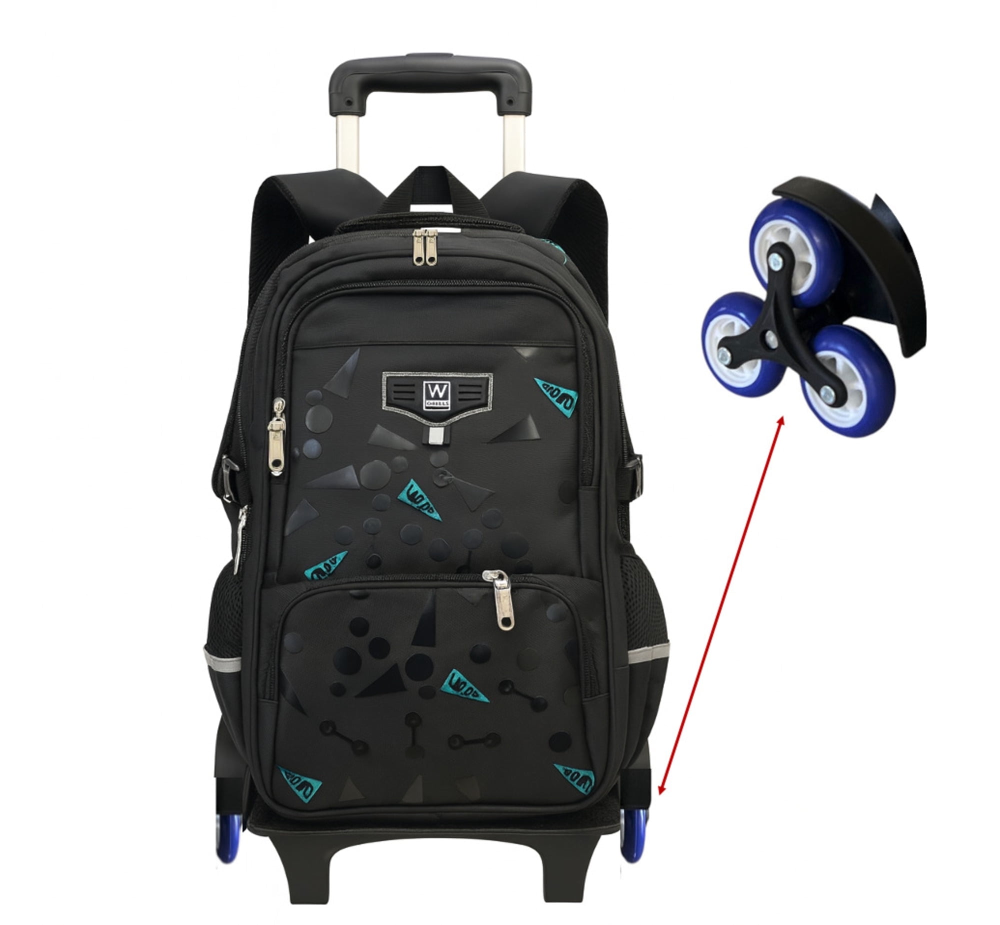 Wadan 18.50-inch 6-Wheels Rolling Stylish School Backpack, Shoulder Backpack, Your All-in-One School Solution for Boys/Girls