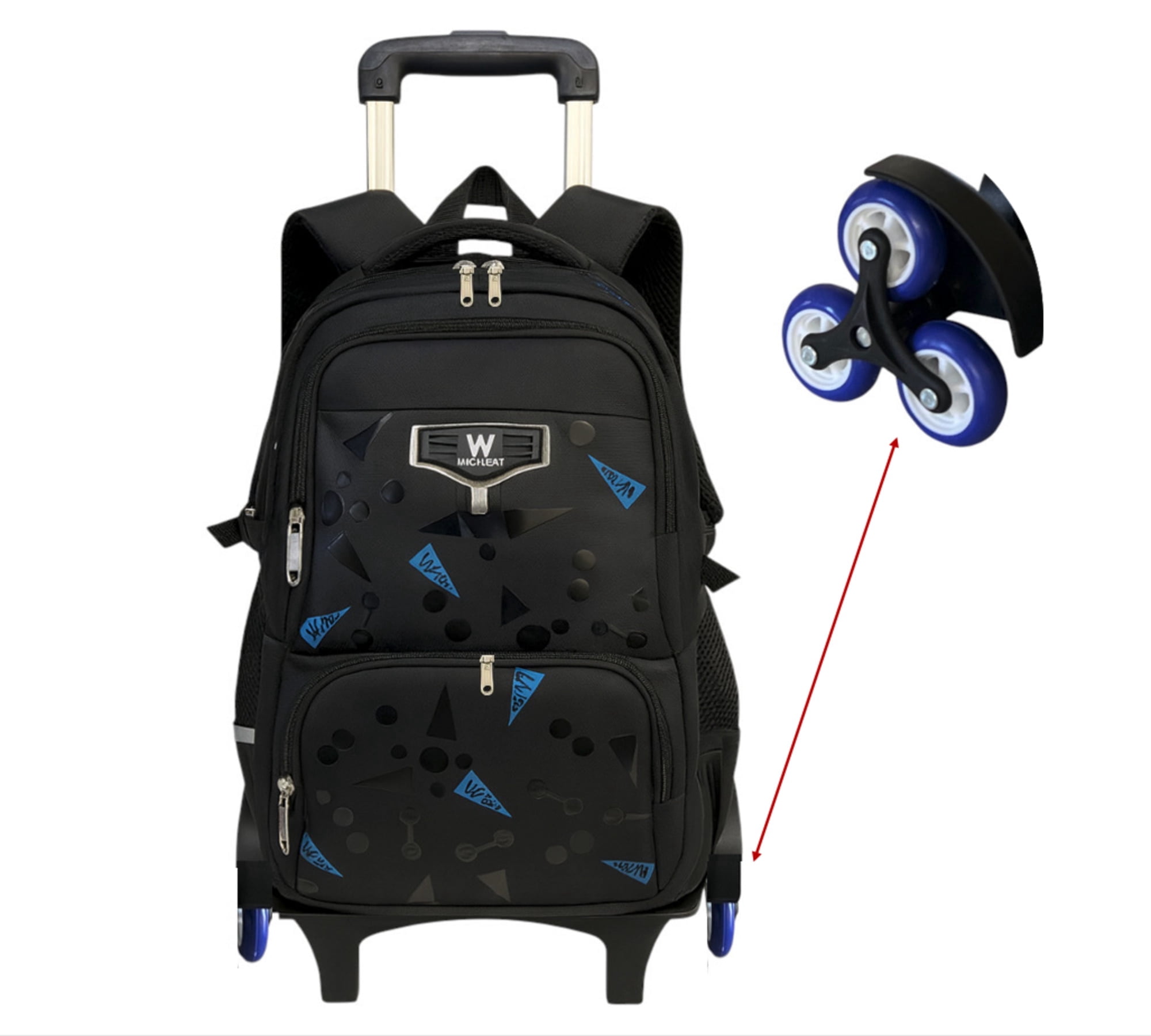 Wadan 18.50-inch 6-Wheels Rolling Stylish School Backpack, Shoulder Backpack, Your All-in-One School Solution for Boys/Girls