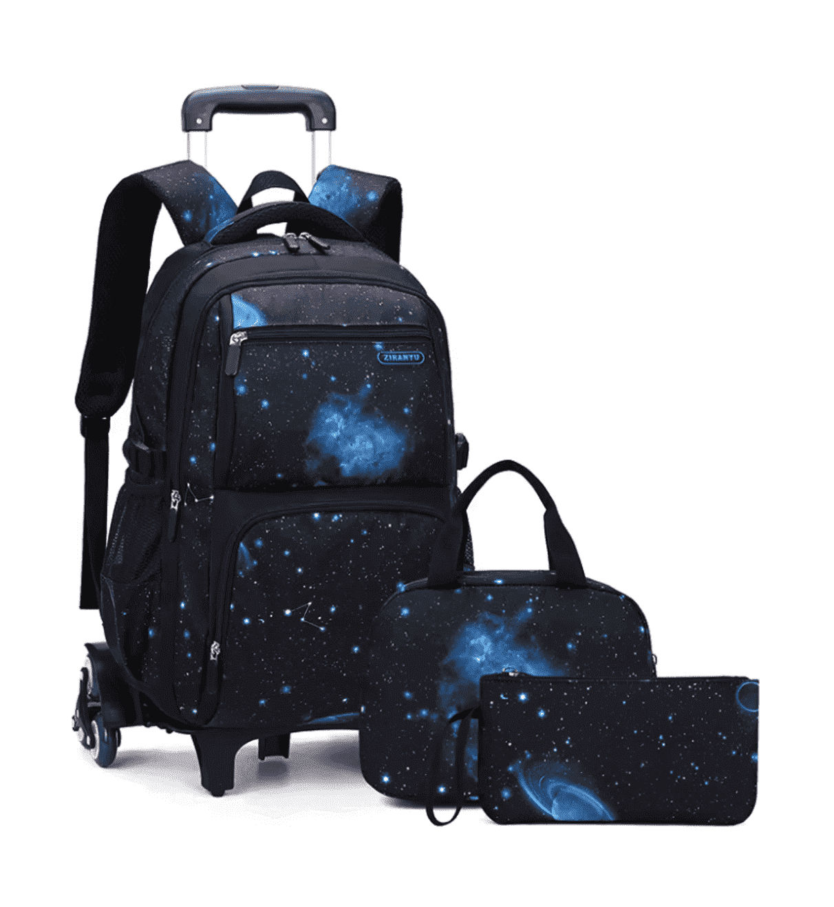 Wadan 18-inch 6-Wheels Rolling Stylish School Backpack, Shoulder Backpack with Lunch Bag & Pen Pouch - All in One-for Boys/Girls