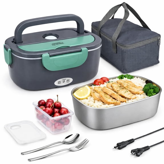 Wadan Electric Lunch Box Food Heater for Adults, 1.5L Stainless Steel Portable Food Warmer, 60W, 12V/24V/110V/220V for Car, Truck, RV and Office