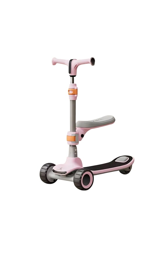Kick Scooter with Removable Seat and Adjustable Height – Front & Rear Lights, Music, and Light-Up Wheels for Ages 3–8