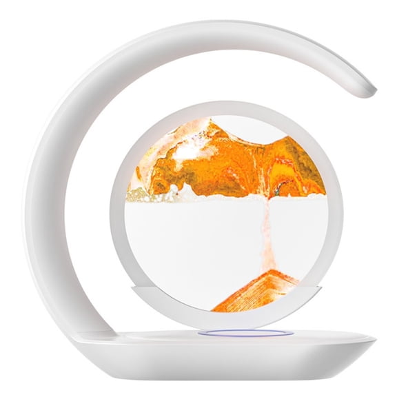 Wadan Moving Sand Art Night Lamp with Wireless Phone Charger, LED Sandscape Desk Decor & Nightstand Lamp