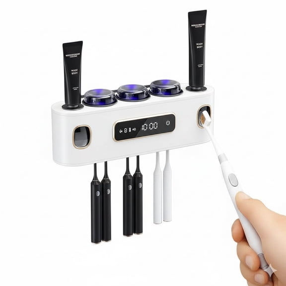 Wadan Wall-Mounted Rechargeable Toothbrush Holder with 3 Cups & Automatic Toothpaste Dispenser