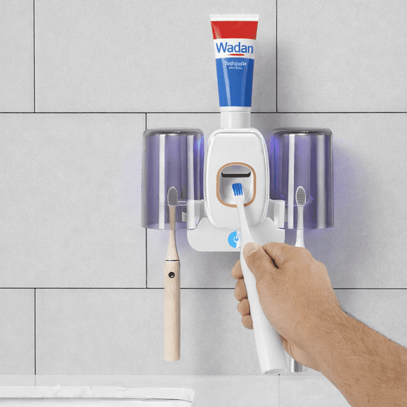Wadan Wall Mounted Toothbrush Holder with Automatic Toothpaste Dispenser & 2 Cups