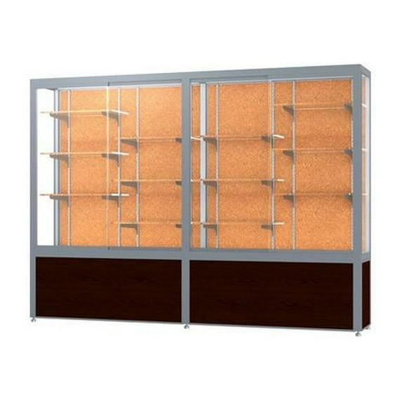 Waddell 10408CK-SN-W Challenger 96 x 66 x 16 in. Walnut Vinyl Base Display Case, Cork Back - Satin