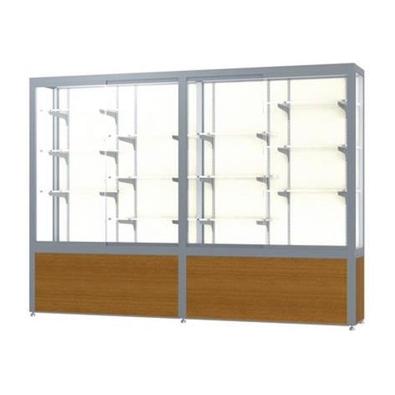 Waddell 10408PB-SN-K Challenger 96 x 66 x 16 in. Light Oak Vinyl Base Display Case, Plaque Back - Satin