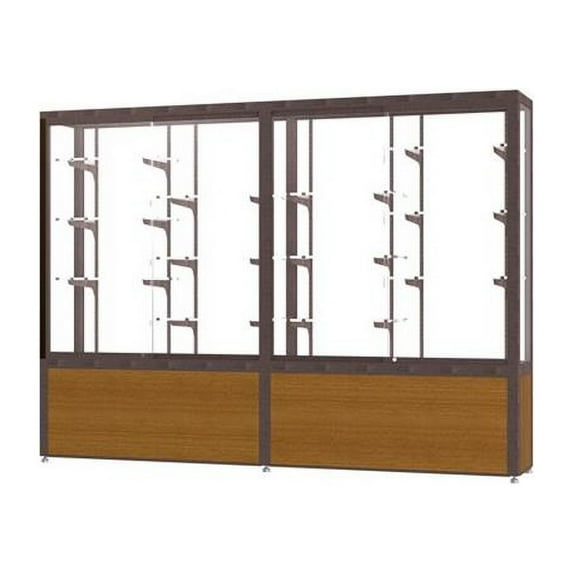 Waddell 10408WB-BZ-K Challenger 96 x 66 x 16 in. Light Oak Vinyl Base Display Case, White Back - Dark Bronze