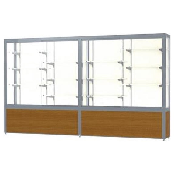 Waddell 10410PB-SN-K Challenger 120 x 66 x 16 in. Light Oak Vinyl Base Display Case, Plaque Back - Satin