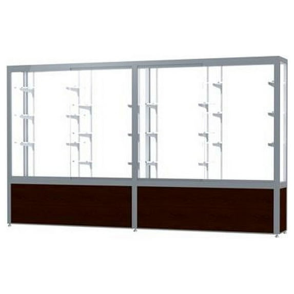 Waddell 10410WB-SN-W Challenger 120 x 66 x 16 in. Walnut Vinyl Base Display Case, White Back - Satin