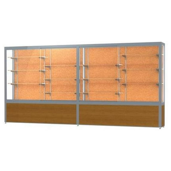 Waddell 10412CK-SN-K Challenger 144 x 66 x 16 in. Light Oak Vinyl Base Display Case, Cork Back - Satin