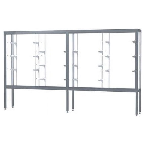 Waddell 11410-WB-SN Challenger 120 x 66 x 16 in. Aluminum Legs Display Case, White Back - Satin Natural