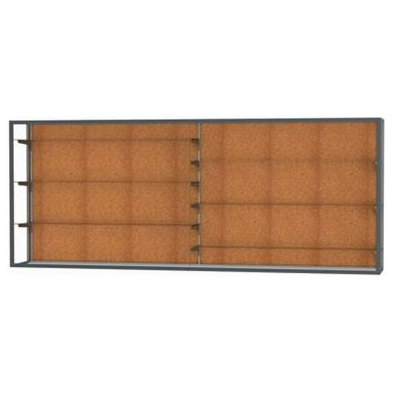 Waddell 12410-CK-SN Champion 120 x 48 x 16 in. Wall Case with Six 12 in. Half-Length Shelves, Cork Back - Satin