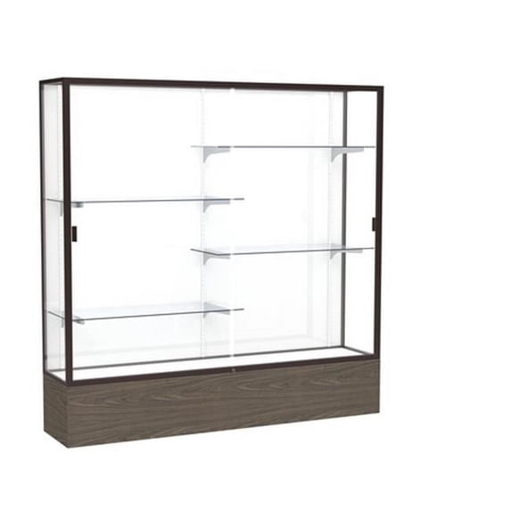 Waddell 2076WB-BZ-WV Reliant 72 x 72 x 16 in. Walnut Vinyl Base Display Case with 6 ft. Length, White Back - Dark Bronze