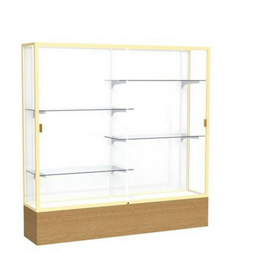 Waddell 2076WB-GD-AK Reliant 72 x 72 x 16 in. Autumn Oak Base Floor Display Case with 6 ft. Length, White Back - Champagne Gold