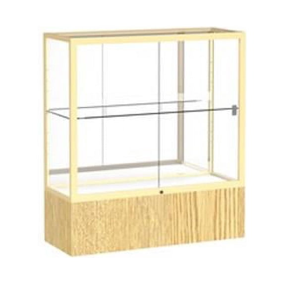 Waddell 2281MB-GD-LV Reliant 36 x 40 x 14 in. Light Oak Vinyl Base Counter Display Case, Mirror Back - Champagne Gold