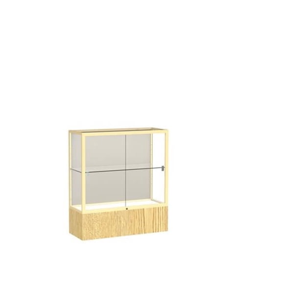 Waddell 2281PB-GD-LV Reliant 36 x 40 x 14 in. Light Oak Vinyl Base Counter Display Case, Plaque Back - Champagne Gold