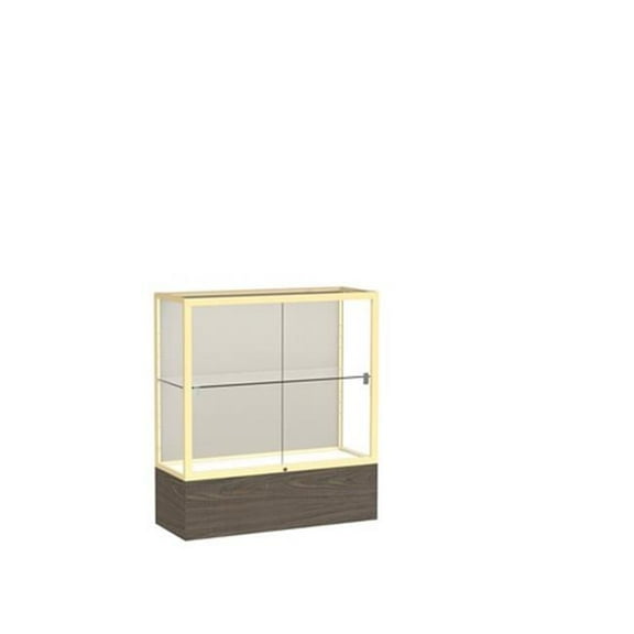Waddell 2281PB-GD-WV Reliant 36 x 40 x 14 in. Walnut Vinyl Base Display Case, Plaque Back - Champagne Gold