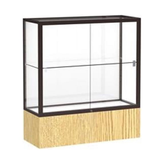 Waddell 2281WB-BZ-LV Reliant 36 x 40 x 14 in. Light Oak Vinyl Base Counter Display Case, White Back - Dark Bronze