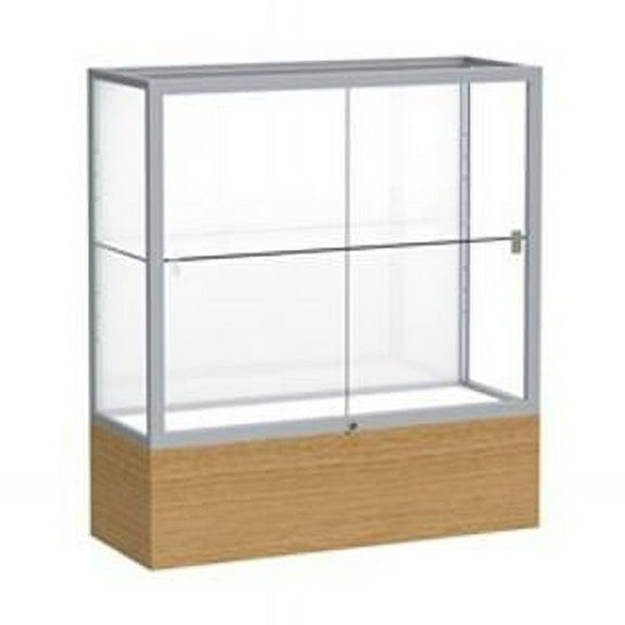 Waddell 2281WB-SN-AK Reliant 36 x 40 x 14 in. Autumn Oak Base Counter Display Case, White Back - Satin