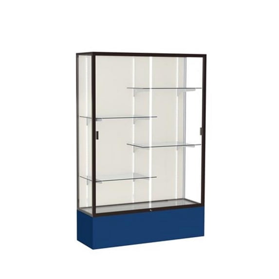 Waddell 374PB-BZ-NY Spirit 48 x 72 x 16 in. Navy Base Floor Display Case with 4 ft. Length, Plaque Back - Dark Bronze
