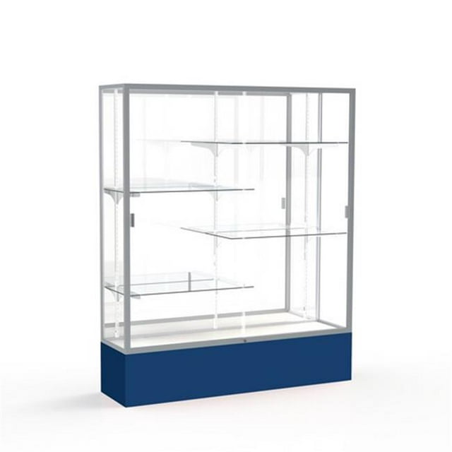 Waddell 375MB-SN-NY Spirit 60 x 72 x 16 in. Navy Base Floor Display Case with 5 ft. Length&#44; Mirror Back - Satin