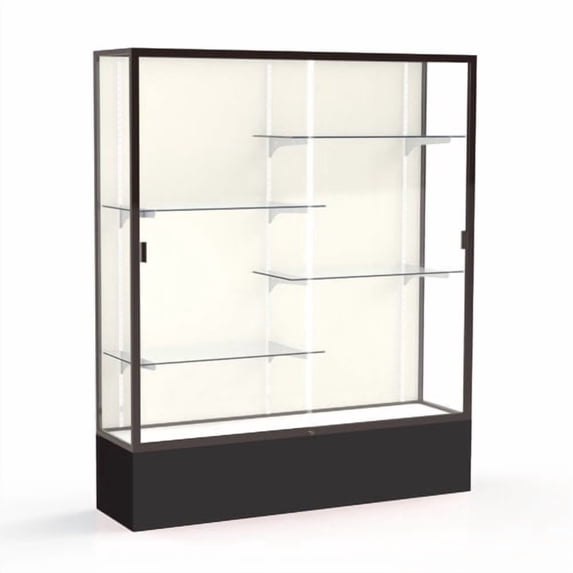 Waddell 375PB-BZ-BK Spirit 60 x 72 x 16 in. Black Base Floor Display Case with 5 ft. Length, Plaque Back - Dark Bronze