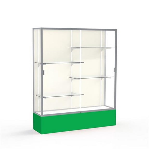 Waddell 375PB-SN-KG Spirit 60 x 72 x 16 in. Kelly Green Base Floor Display Case with 5 ft. Length, Plaque Back - Satin