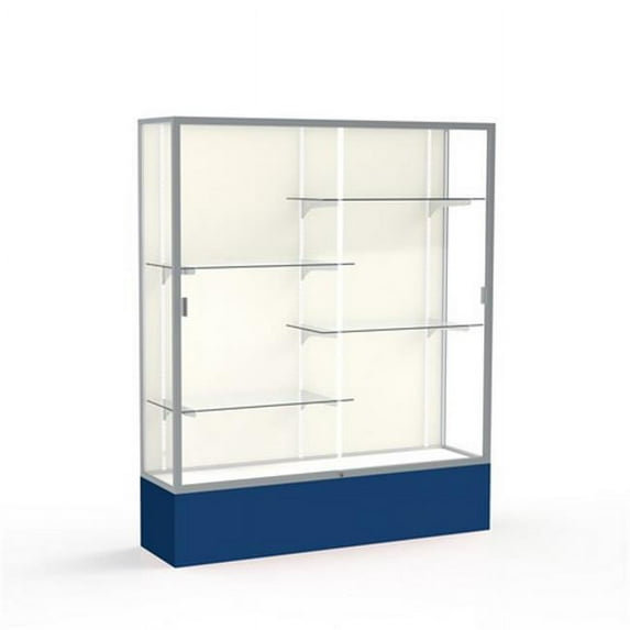 Waddell 375PB-SN-NY Spirit 60 x 72 x 16 in. Navy Base Floor Display Case with 5 ft. Length, Plaque Back - Satin