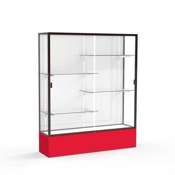 Waddell 375WB-BZ-RD Spirit 60 x 72 x 16 in. Red Base Floor Display Case with 5 ft. Length, White Back - Dark Bronze