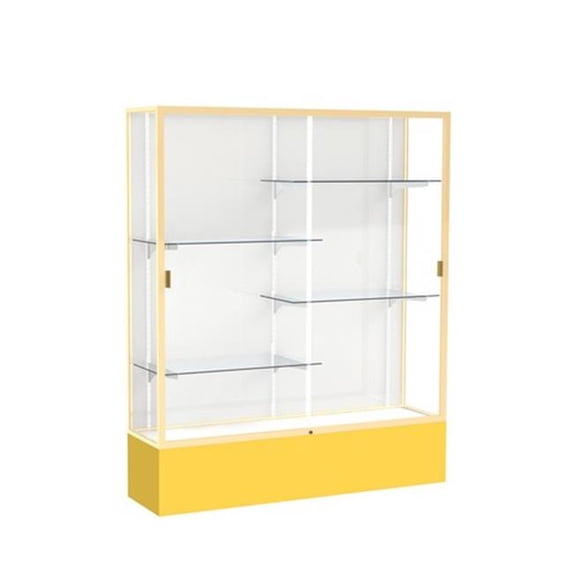 Waddell 375WB-GD-GR Spirit 60 x 72 x 16 in. Golden Rod Base Floor Display Case with 5 ft. Length, White Back - Champagne Gold