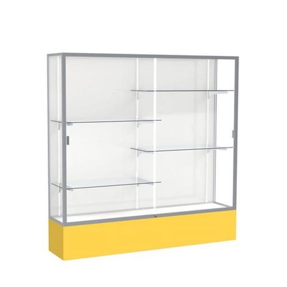 Waddell 376WB-SN-GR Spirit 72 x 72 x 16 in. Golden Rod Base Floor Display Case with 6 ft. Length, White Back - Satin