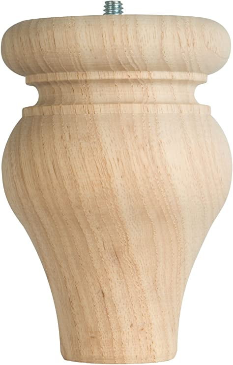 Natural Hardwood Tulip Bun Foot for Furniture, 4-3/4" Height