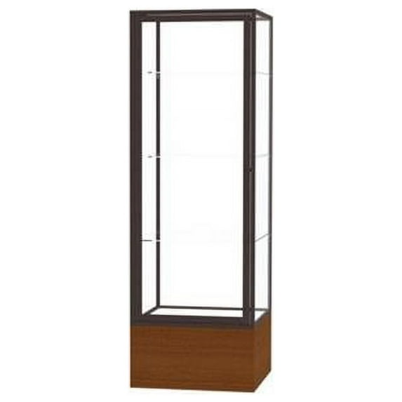 Waddell 4024CB-BZ-MK Keepsake 24 x 72 x 24 in. Carmel Oak Floor Display Case with Veneer Base, Clear Back - Dark Bronze