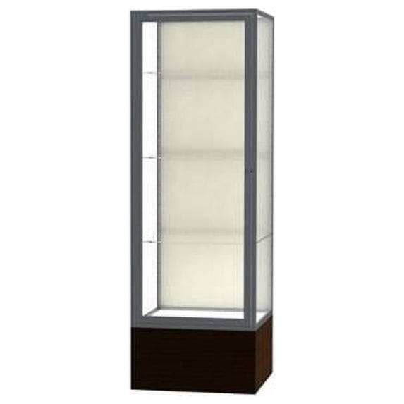 Waddell 4024PB-SN-WV Keepsake 24 x 72 x 24 in. Walnut Aluminum Frame Vinyl Base Floor Display Case, Plaque Back - Satin