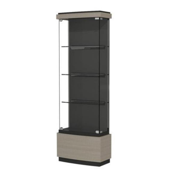 Waddell 514-BB-ELM Quantum 42 x 44 x 12 in. Lighted Wall Case, Black Textured Laminate Back - Elm