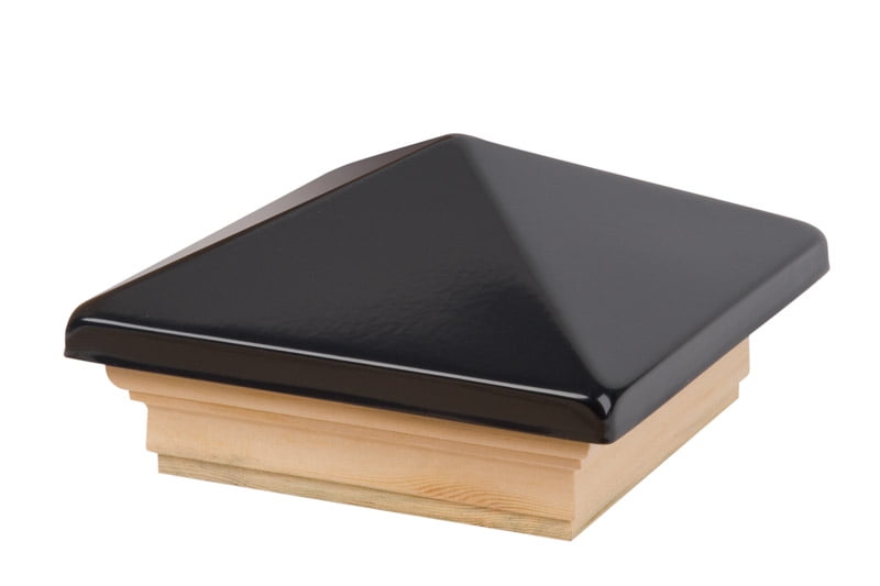 Waddell 4" Black Prefinished Pine Pyramid Exterior Post Top
