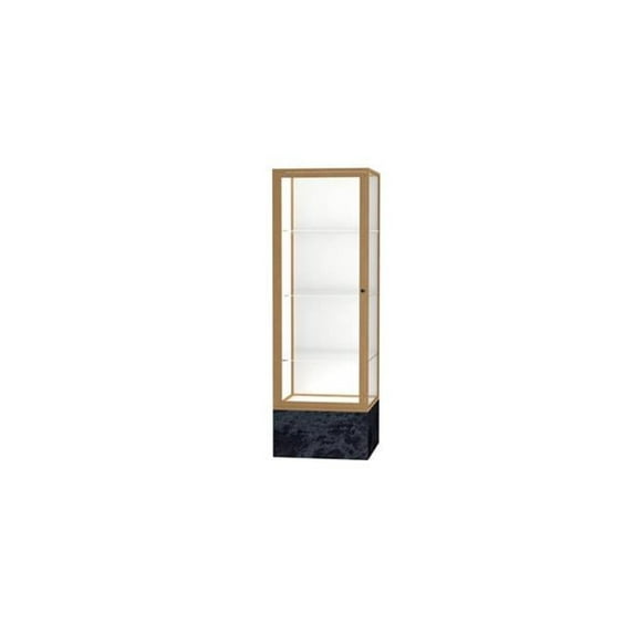 Waddell 576WB-GD-SS Monarch 24 x 72 x 24 in. Silver Swirl Base Unlighted Floor Display Case, White Back - Champagne Gold