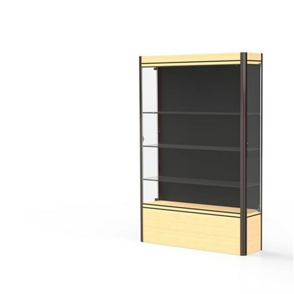 Waddell 602-BB-LM-BZ Contempo 48 x 72 x 14 in. Light Maple Base Lighted Display Case with 4 ft. Length, Black Back - Dark Bronze