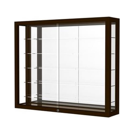 Waddell 8903M-MB-W Heirloom 36 x 30 x 8 in. Wall Case Hardwood with 5 Shelves, Mirror Back - Danish Walnut