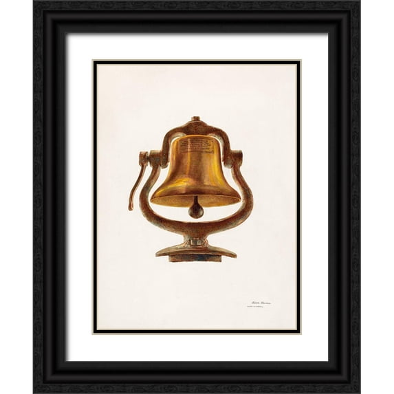 Waddell, Harry Mann 19x24 Black Ornate Wood Framed with Double Matting Museum Art Print Titled - Bell 1940