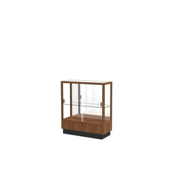 Waddell Heritage 36 x 40 x 14 in. Counter Display Case, Mirror Back - Hardwood Walnut