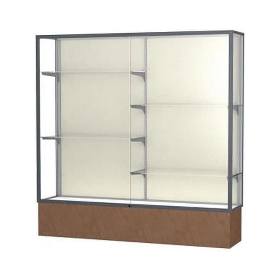 Waddell 573PB-SN-BS Monarch 72 x 72 x 16 in. Beige Stone Base Lighted Floor Display Case, Plaque Back - Satin