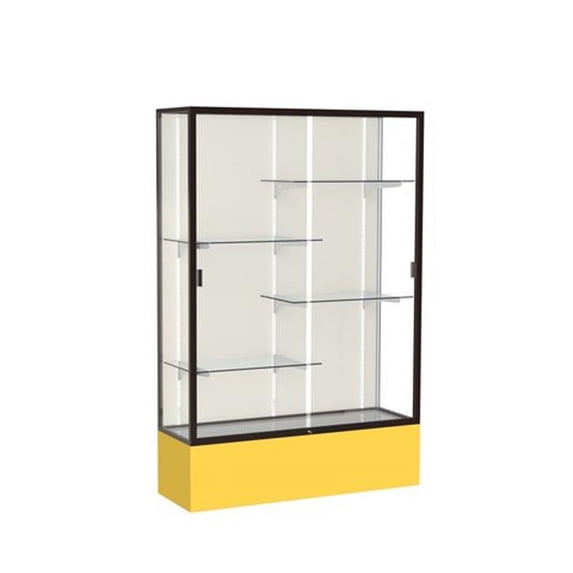 Waddell 374PB-BZ-GR Spirit 48 x 72 x 16 in. Golden Rod Base Floor Display Case with 4 ft. Length, Plaque Back - Dark Bronze