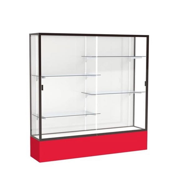 Waddell 376WB-BZ-RD Spirit 72 x 72 x 16 in. Red Base Floor Display Case with 6 ft. Length, White Back - Dark Bronze